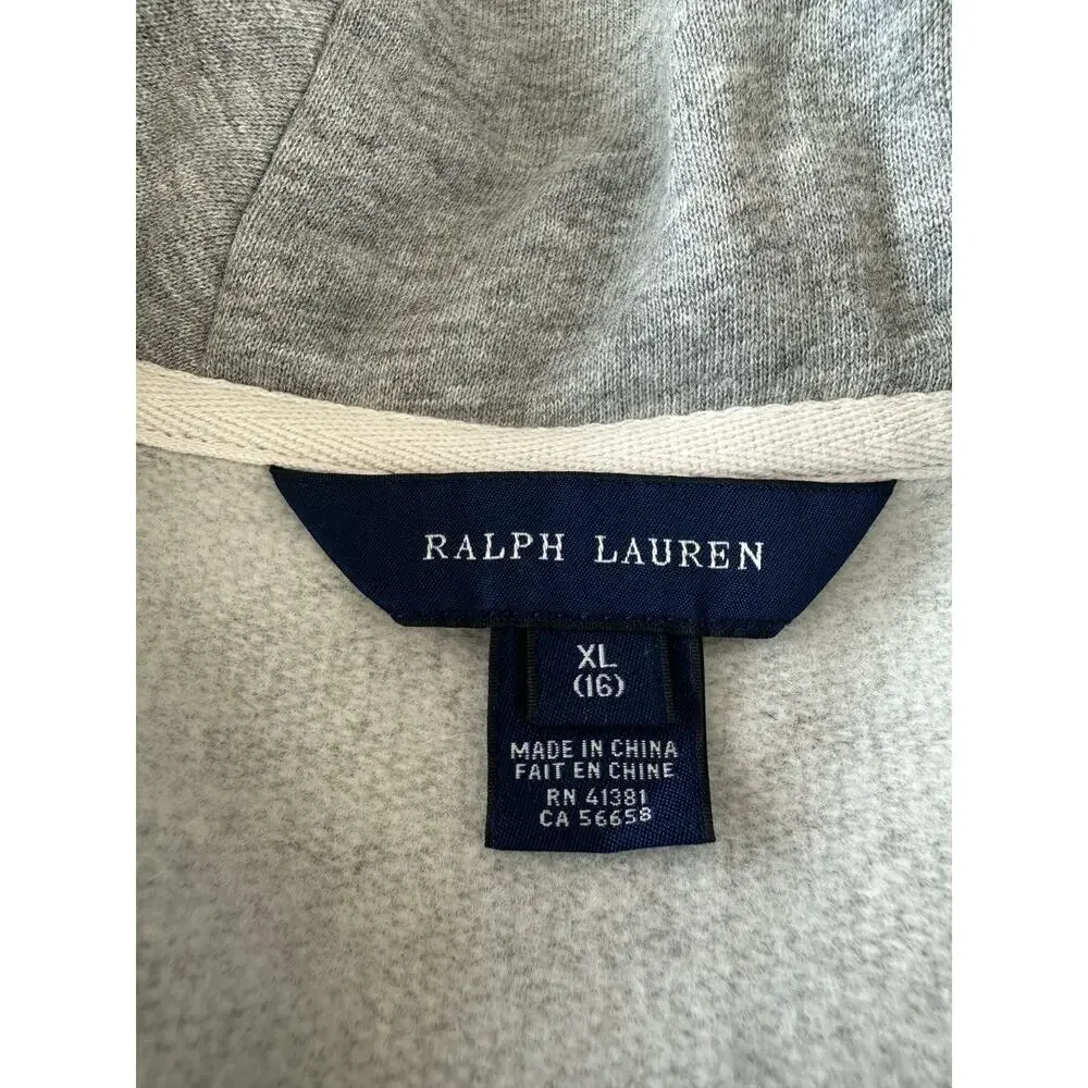 Ralph Lauren Gray Long Sleeve Ruffle-hem Jacket Kids Size 16 XL